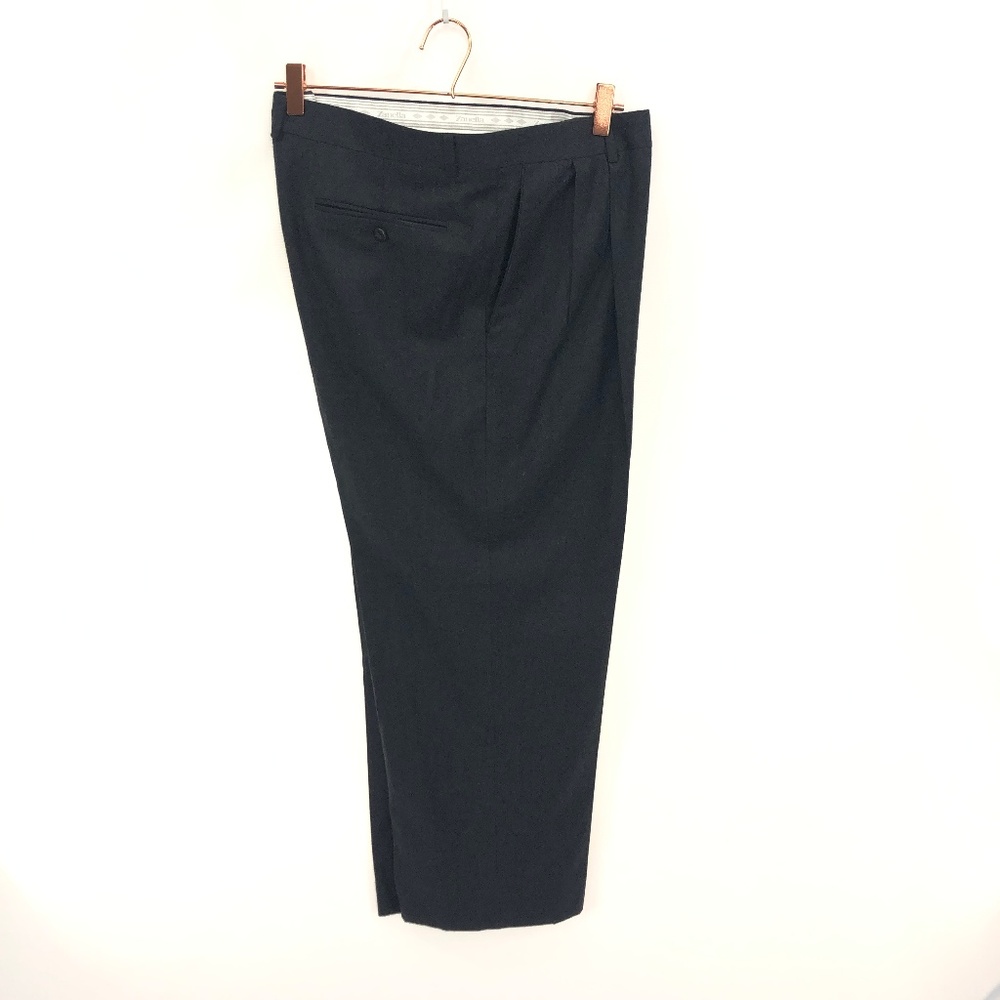 ZANELLA 42 Solid Charcoal Gray Wool Trousers Pants